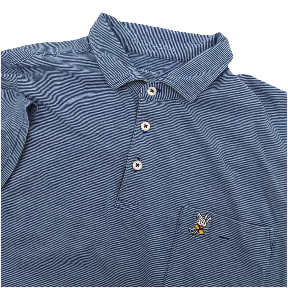 B. Draddy Winged Foot Golf Polo Shirt Mens S Blue Striped Pima Cotton Pocket